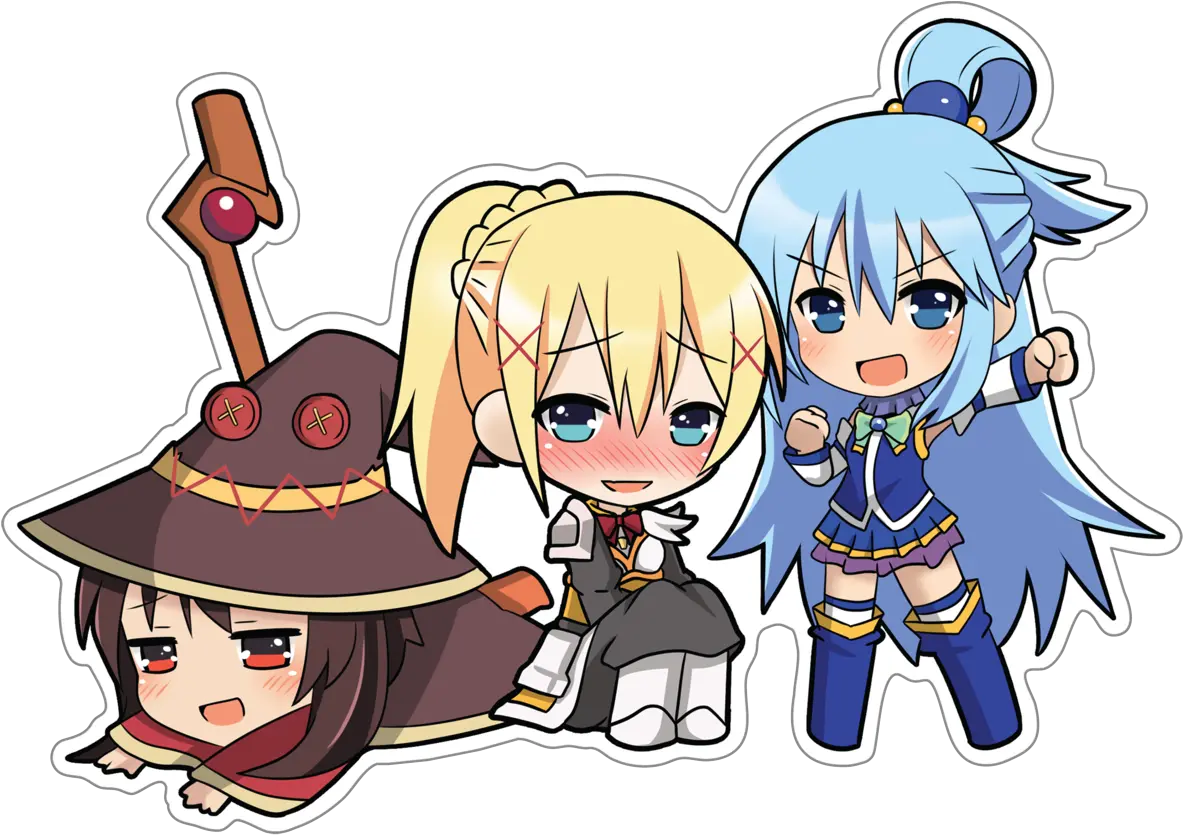  Aqua Megumin Darkness Chibi Anime Chibi Konosuba Png Megumin Png