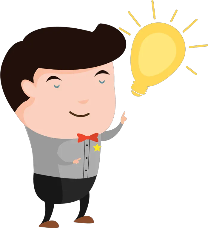  An Idea Light Bulb Over His Head Cartoon Transparent Thinking Person Png Idea Light Bulb Png