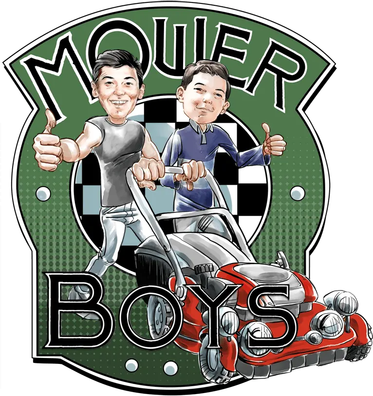  Mower Boys Lawn Mowers Cartoon Design Png Retro Logo