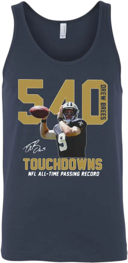  540 Drew Brees Touchdowns Nfl All Time Passing Record Shirt Sleeveless Shirt Png Drew Brees Png