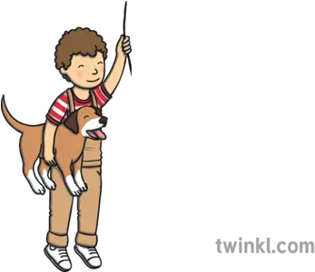  Boy Holding Dog And Balloon String People Pets Story Eyfs Png