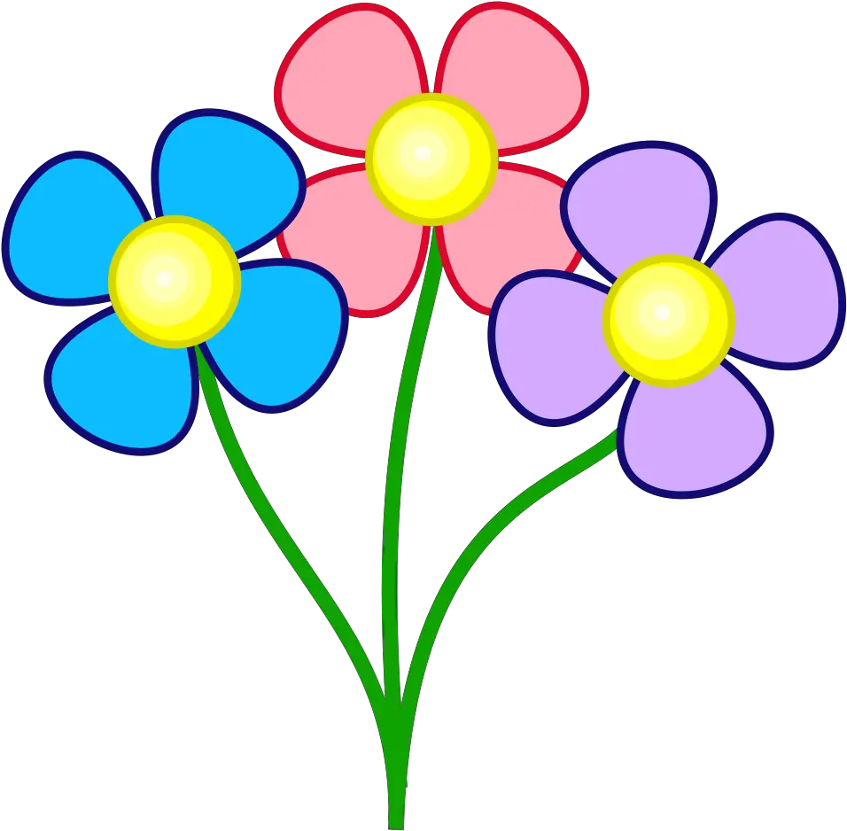  Three Colorful Flowers Svg Vector Pretty Flowers Clip Art Png Colorful Flowers Png