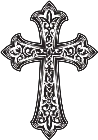  Vinyl High Detailed Cross Design Antique Christian Cross Vector Png Gothic Cross Png