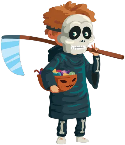  Boy Wearing Grim Reaper Costume Cartoon Png Reaper Transparent