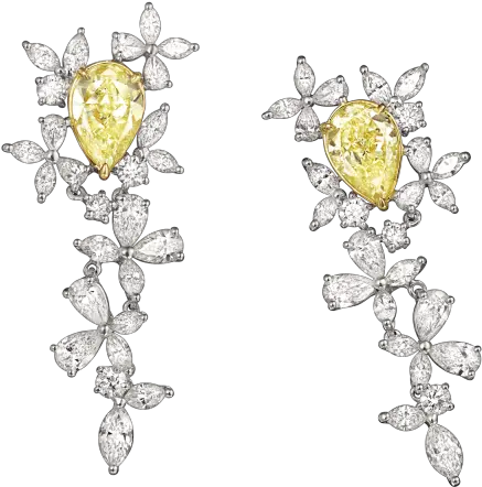  Fancy Yellow Pear Shaped Earrings Larry Jewelry Crystal Png Diamond Png Shape