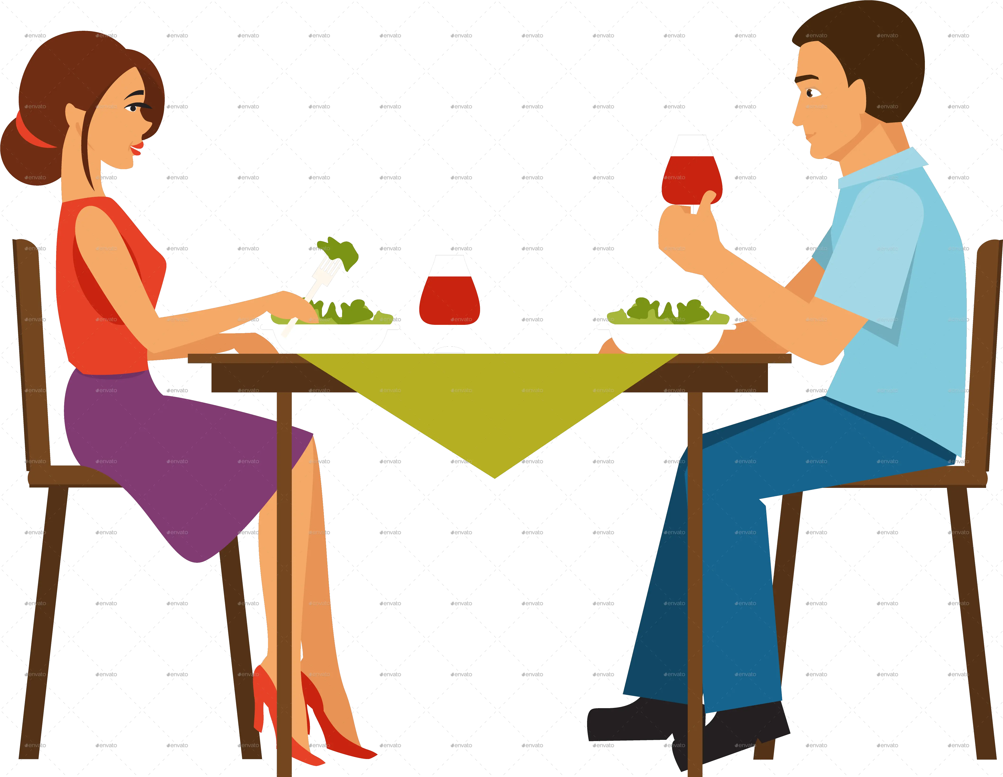  Having Dinner Cartoon Couple Eating Dinner Png Eating Png