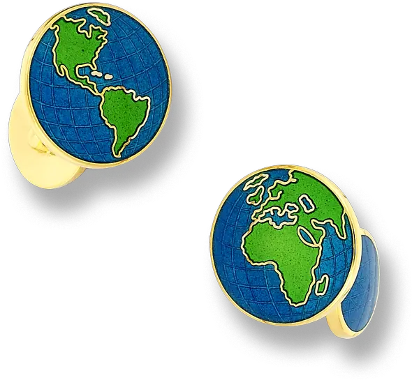  Nicole Barr Designs 18 Karat Gold Earth Cufflinks Blue Earth Png Gold Globe Png