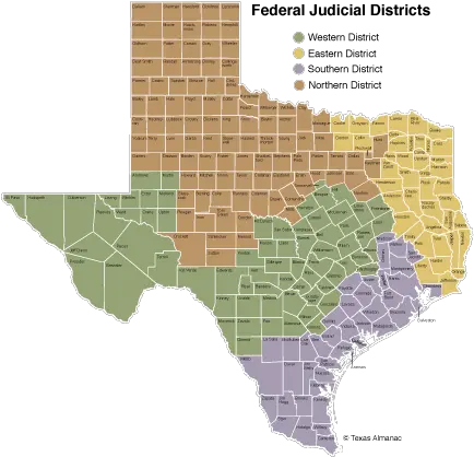  Federal Courts In Texas Almanac San Marcos On Texas Map Png Texas Map Png