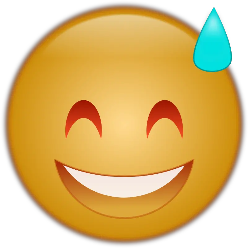  Grinning Face With Sweat Emoji Openclipart Png Sweat Icon