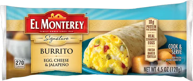  Egg Cheese U0026 Jalapeno Frozen Burrito El Monterey Steak And Cheese Burrito Frozen Png Burrito Png