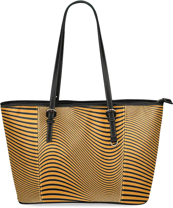  Download Orange And Black Wavy Lines Leather Tote Bagsmall Handbag Png Wavy Lines Png