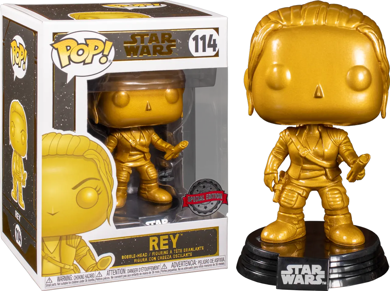  Star Wars Rey Metallic Gold Pop Vinyl Figure Star Wars Funko Pop Special Edition Png Rey Star Wars Png