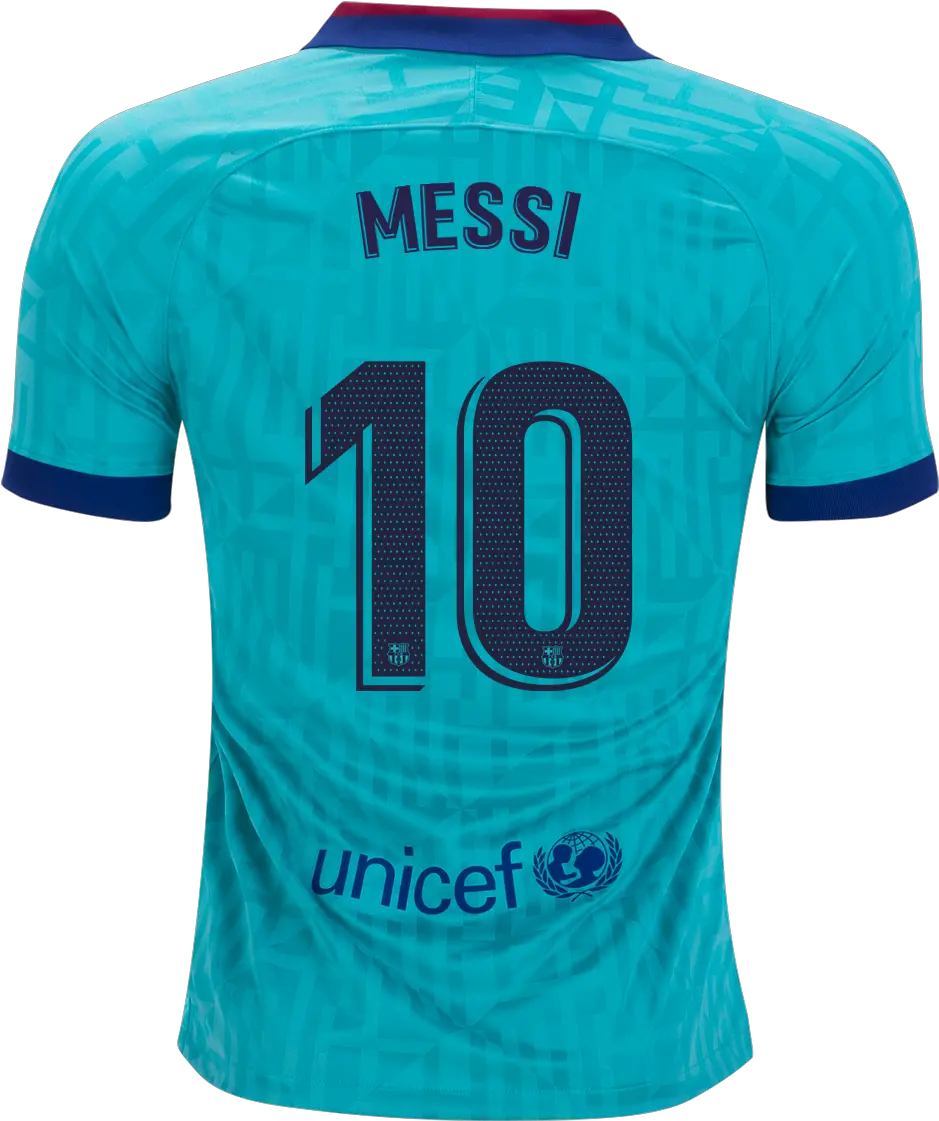  Nike Lionel Messi Barcelona Third Unicef Png Messi Transparent