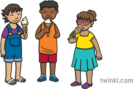  Children Eating Icecream No Background Summer Outdoors Cartoon Png Ice Cream Transparent Background