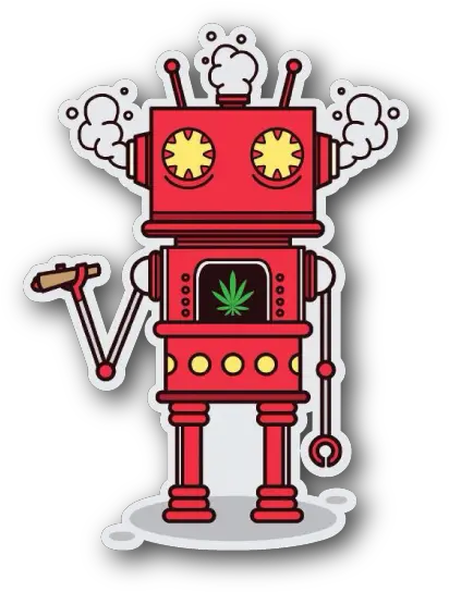  Robot With Marijuana Leaf Vinyl Sticker Cartoon Png Robot Png