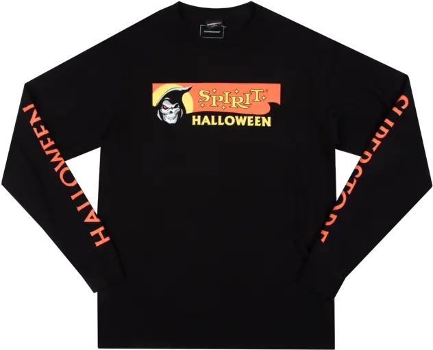  Spirit Halloween Throwback Logo Black Long Sleeve Png Halloween Logo Png