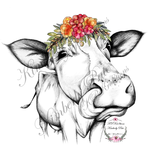  Heifer With Colorful Flowers Crown Not My Pasture Not My Bs Svg Png Transparent Black Flower Crown