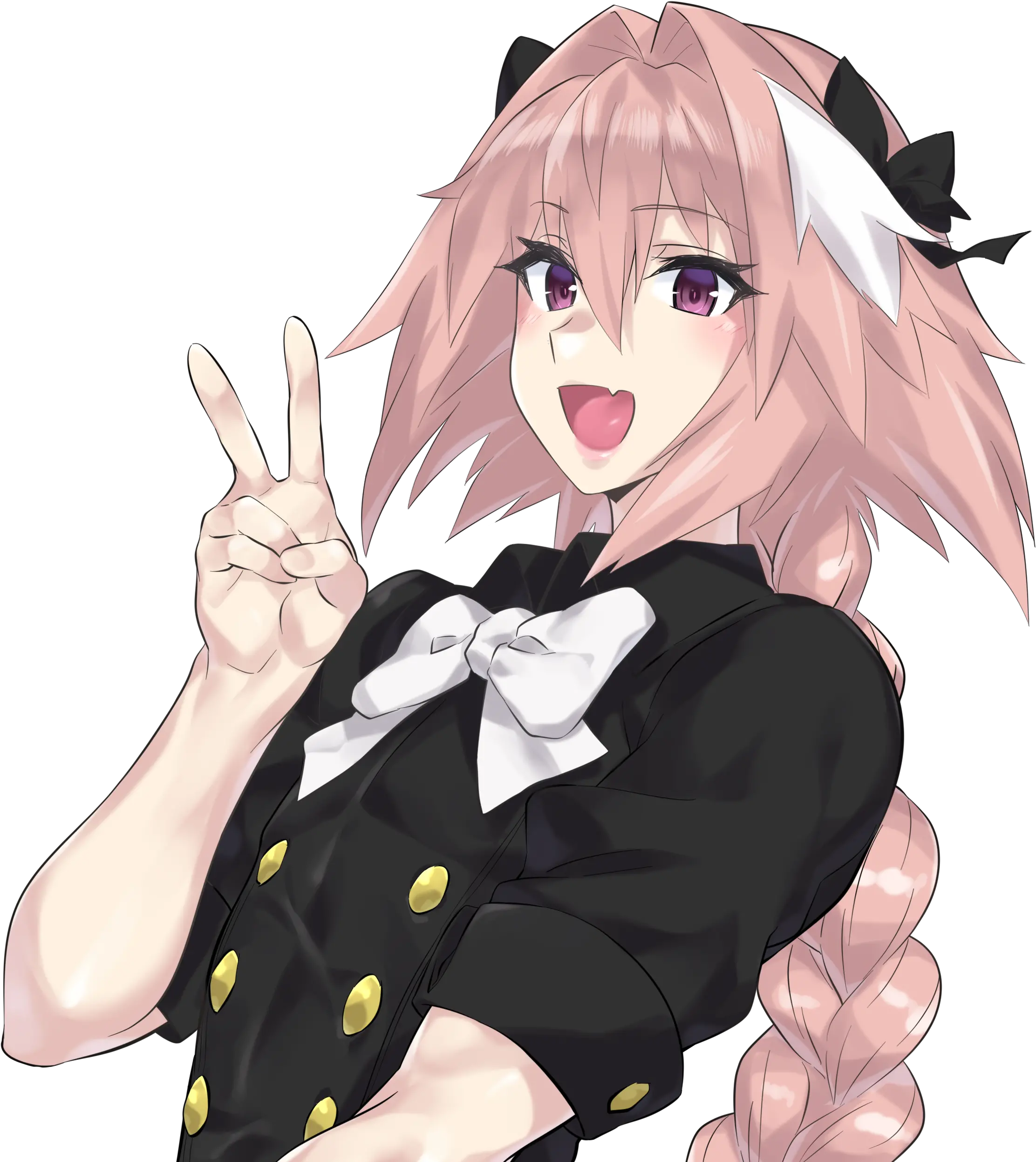  D Absurdres Astolfo Peace Sign Anime Png Astolfo Transparent