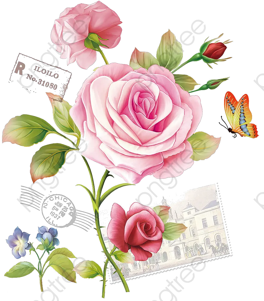  Transparent Painted Flowers Png Rosas