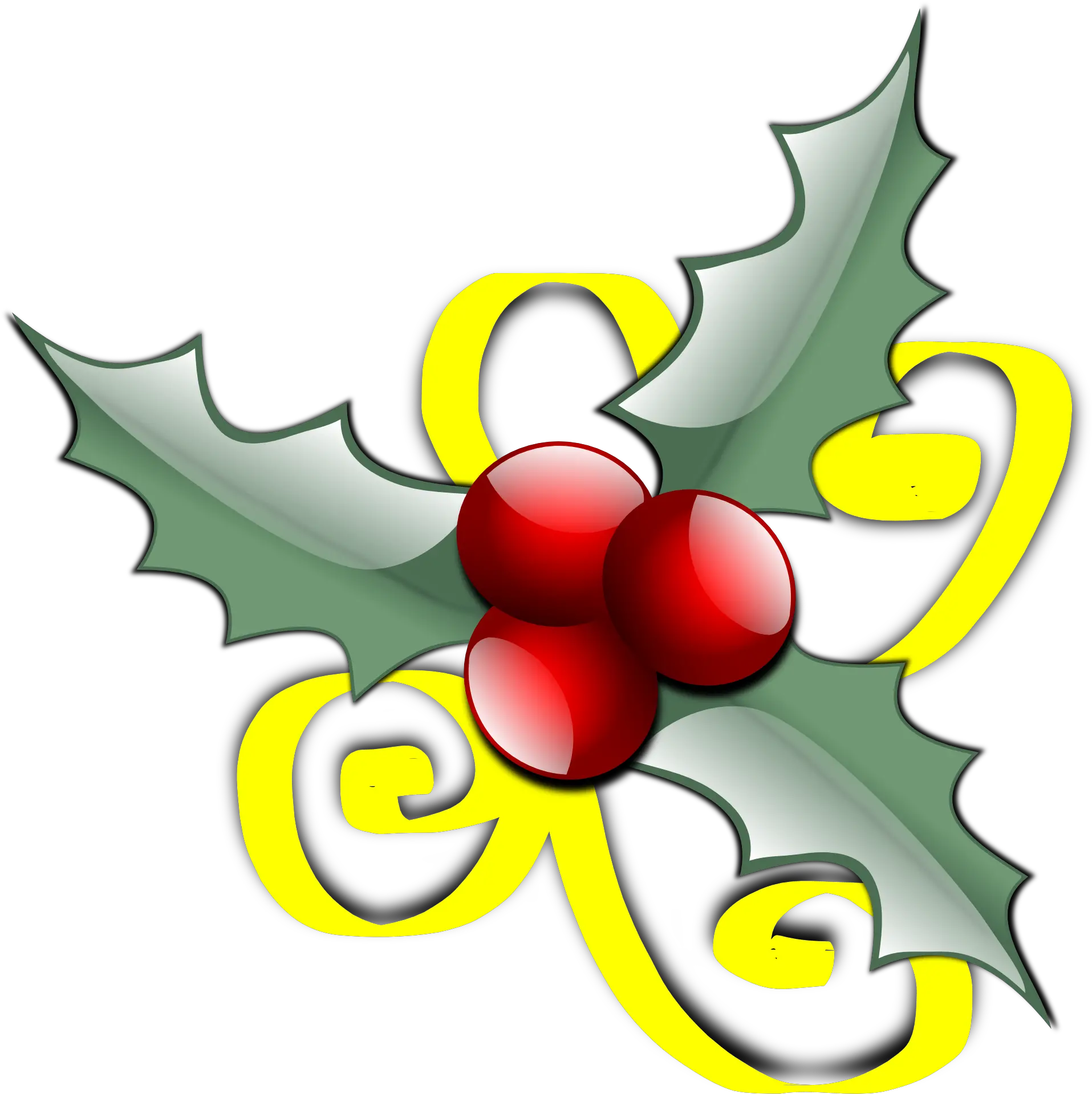  Painted Christmas Decoration With Holly Bola De Natal Com Folhas Png Holly Leaves Png