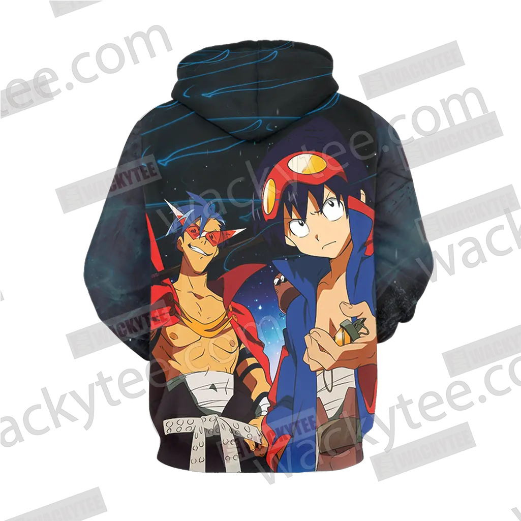  Gurren Lagann Simon And Kamina 3d Hoodie Gurren Lagann Anime Png Gurren Lagann Logo