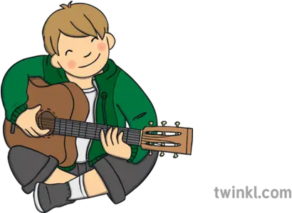  Ks1 Gaelige Liam Playing Guitar Illustration Twinkl Cartoon Png Cartoon Guitar Png