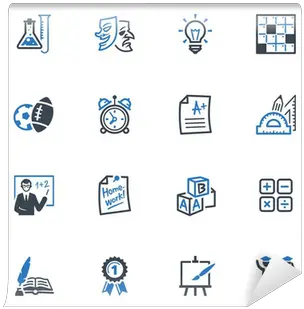  Wall Mural School And Education Icons Set 4 Blue Series Education Png Line Icon Sets