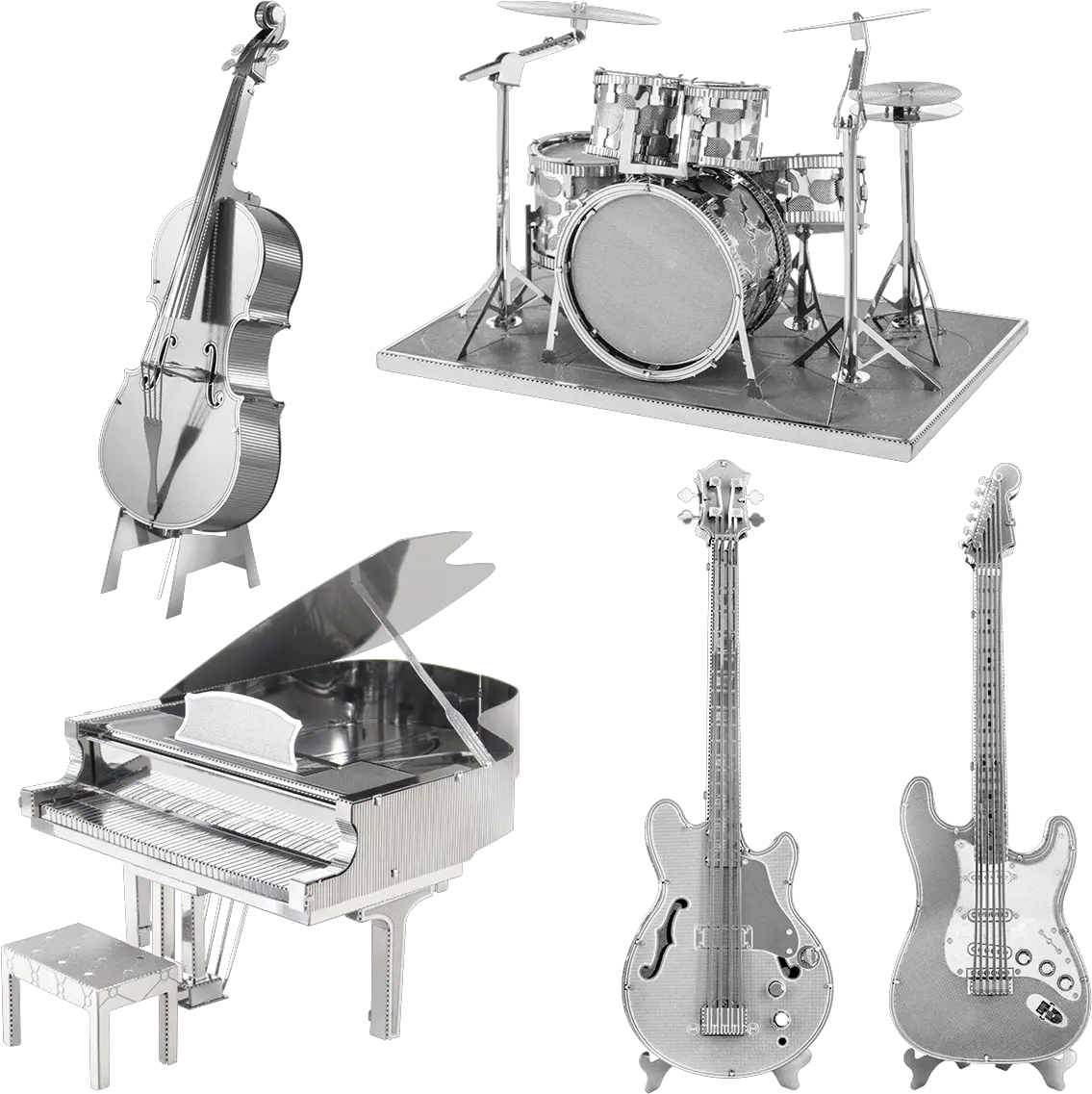  Set Musical Instruments Metal Earth Drum Set Png Instruments Png