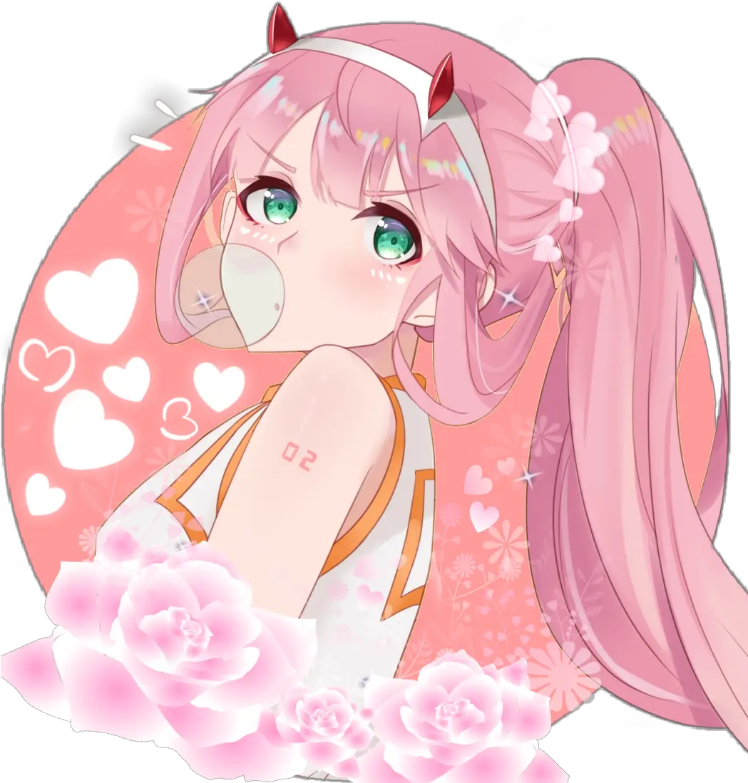  Sticker By Needing Internet Validation Anime Girl Pink Hair Cute Png Zero Two Icon