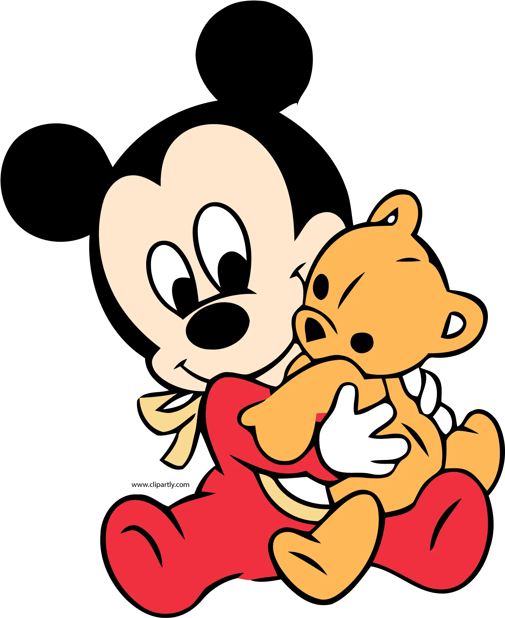  Baby Mickey Hug Toy Bear Clipart Png Mickey Mouse Baby Cartoon Hug Png