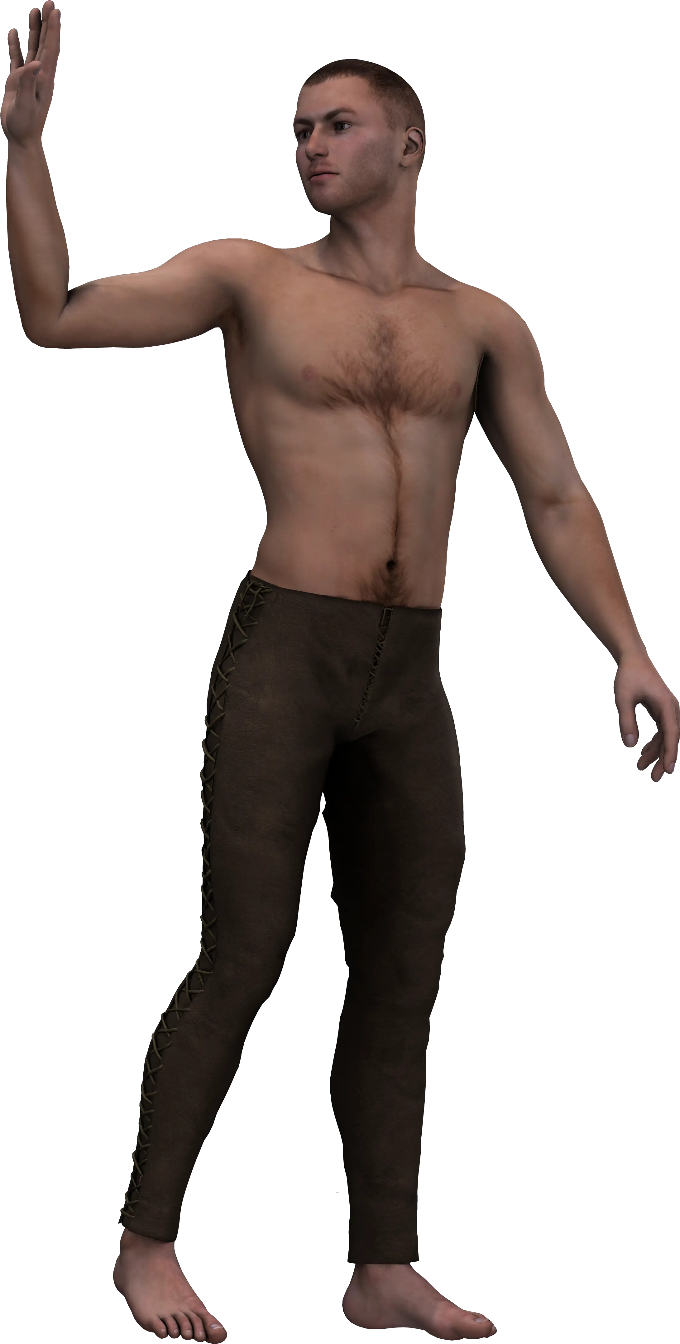  Man With A Naked Torso And Arm Raised Standing Png Arm Png