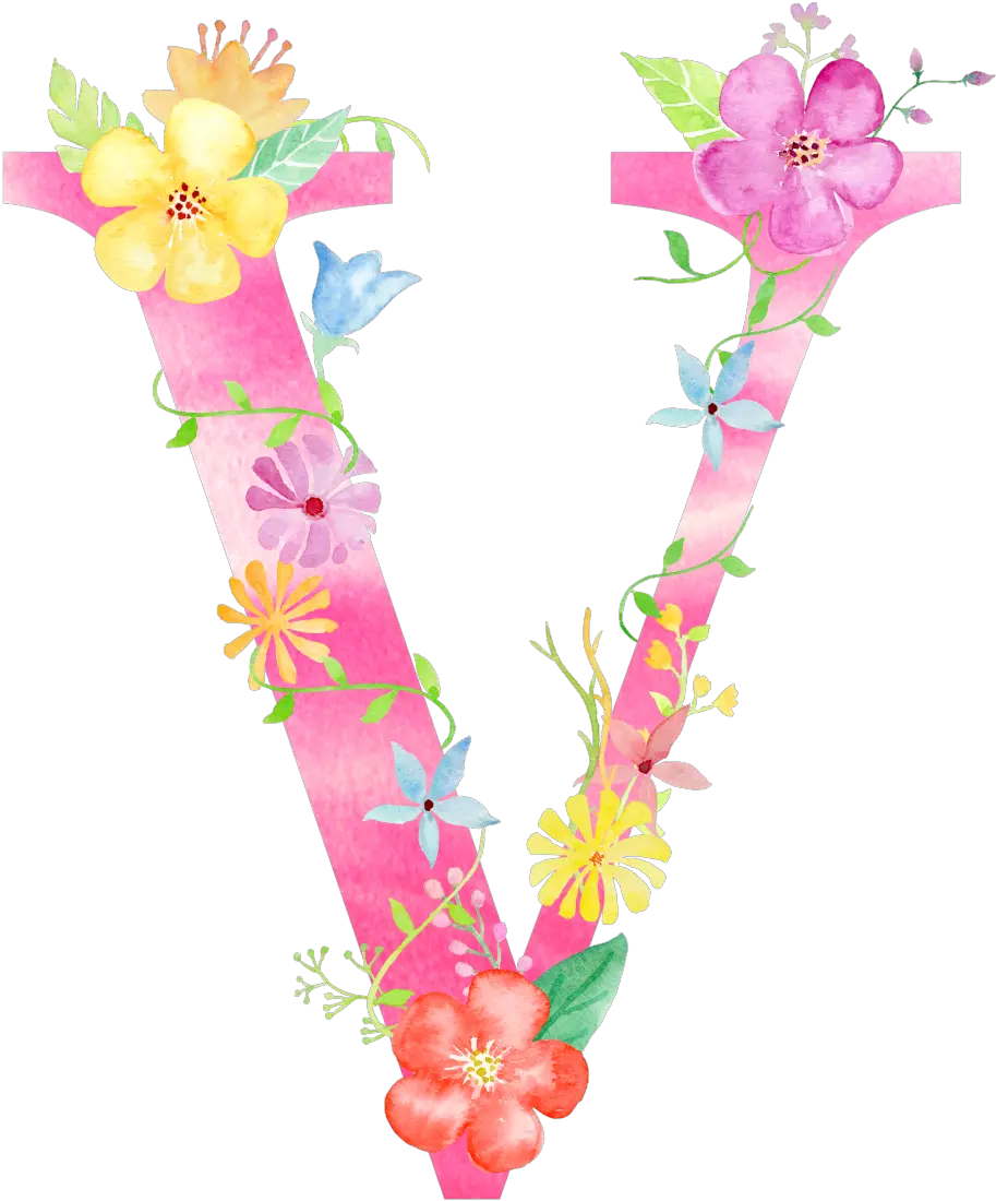  Ornamentos Decorativos De Flores Letras Letter V Floral Png Letras Png