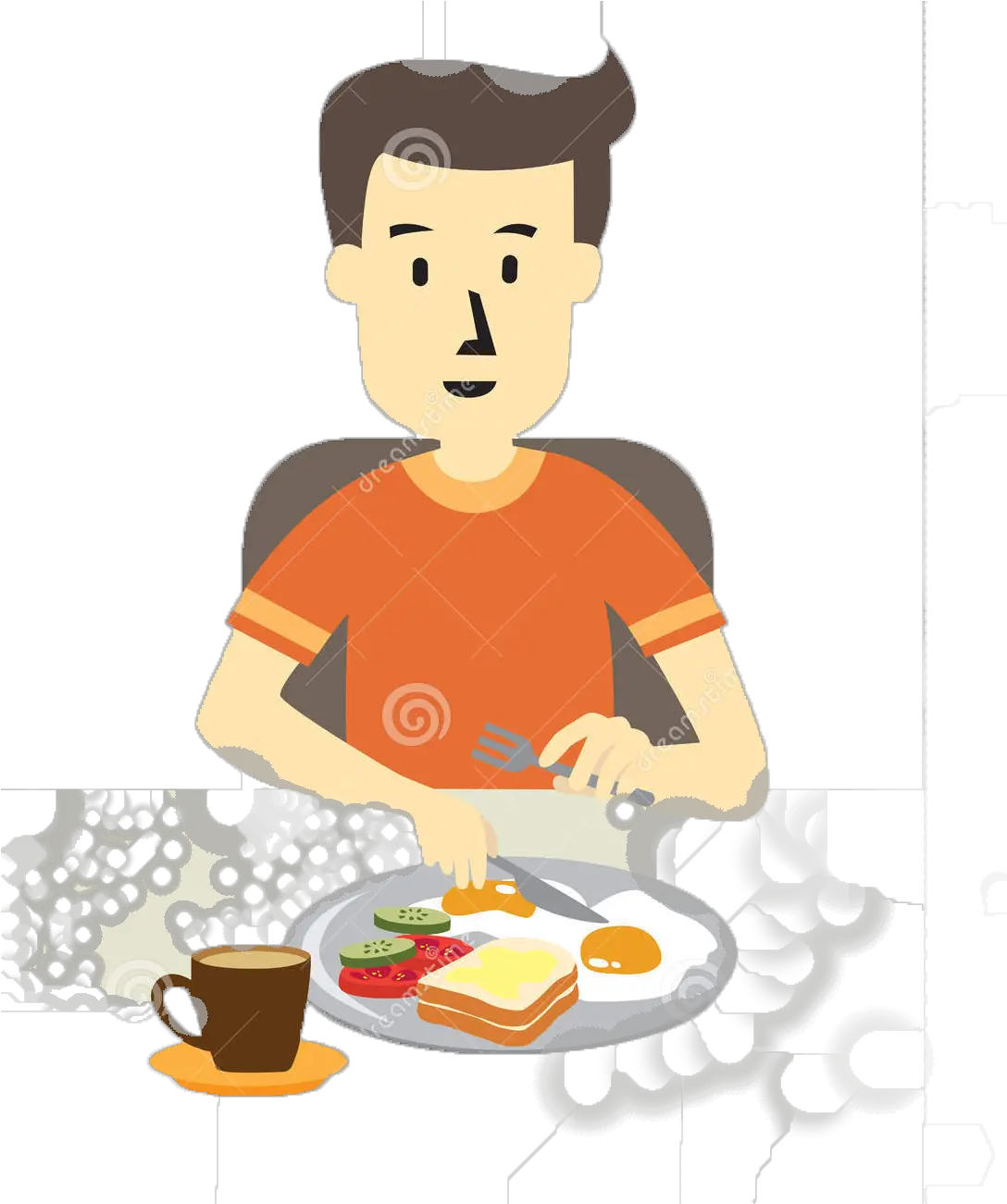  Breakfast Clipart Png Boy Eating Breakfast Clipart Cartoon Person Having Breakfast Eating Png