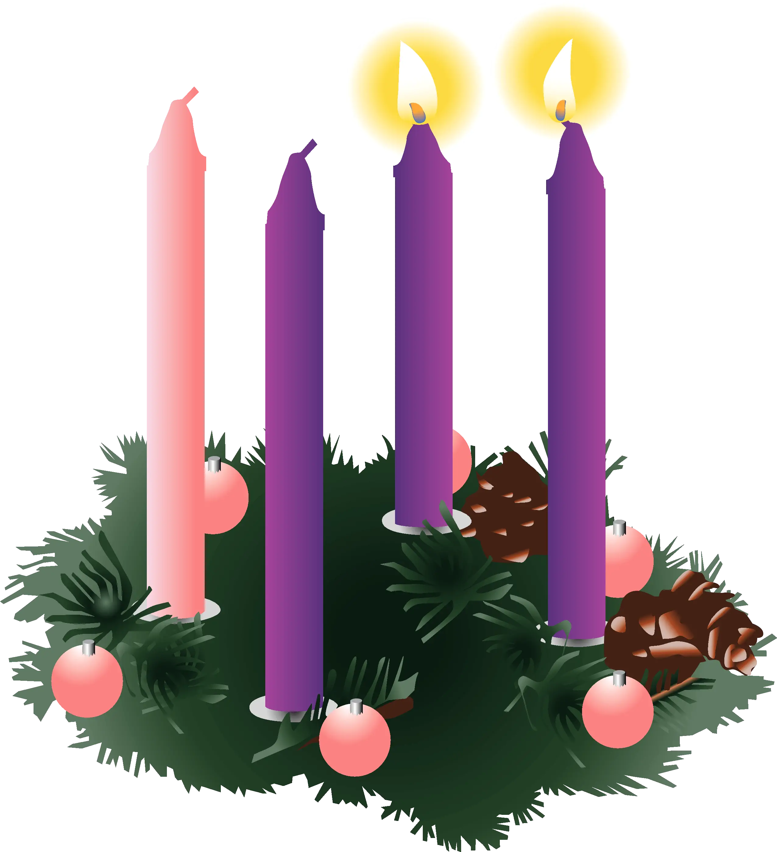  Png Advent Wreath Two Candles Lit 2nd Sunday Of Advent Clipart Lit Png