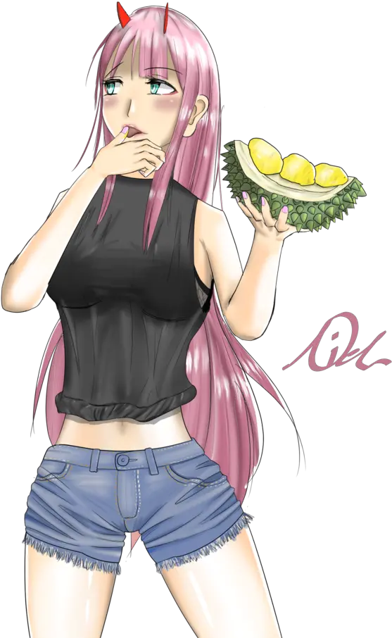  Zero Two Eating Durians Oumanikolai Illustrations Art Street Cartoon Png Zero Two Png