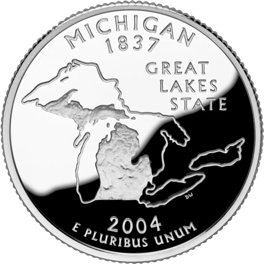  Download Michigan Quarter Dollar Coin Great Lakes State Michigan Png Quarter Png