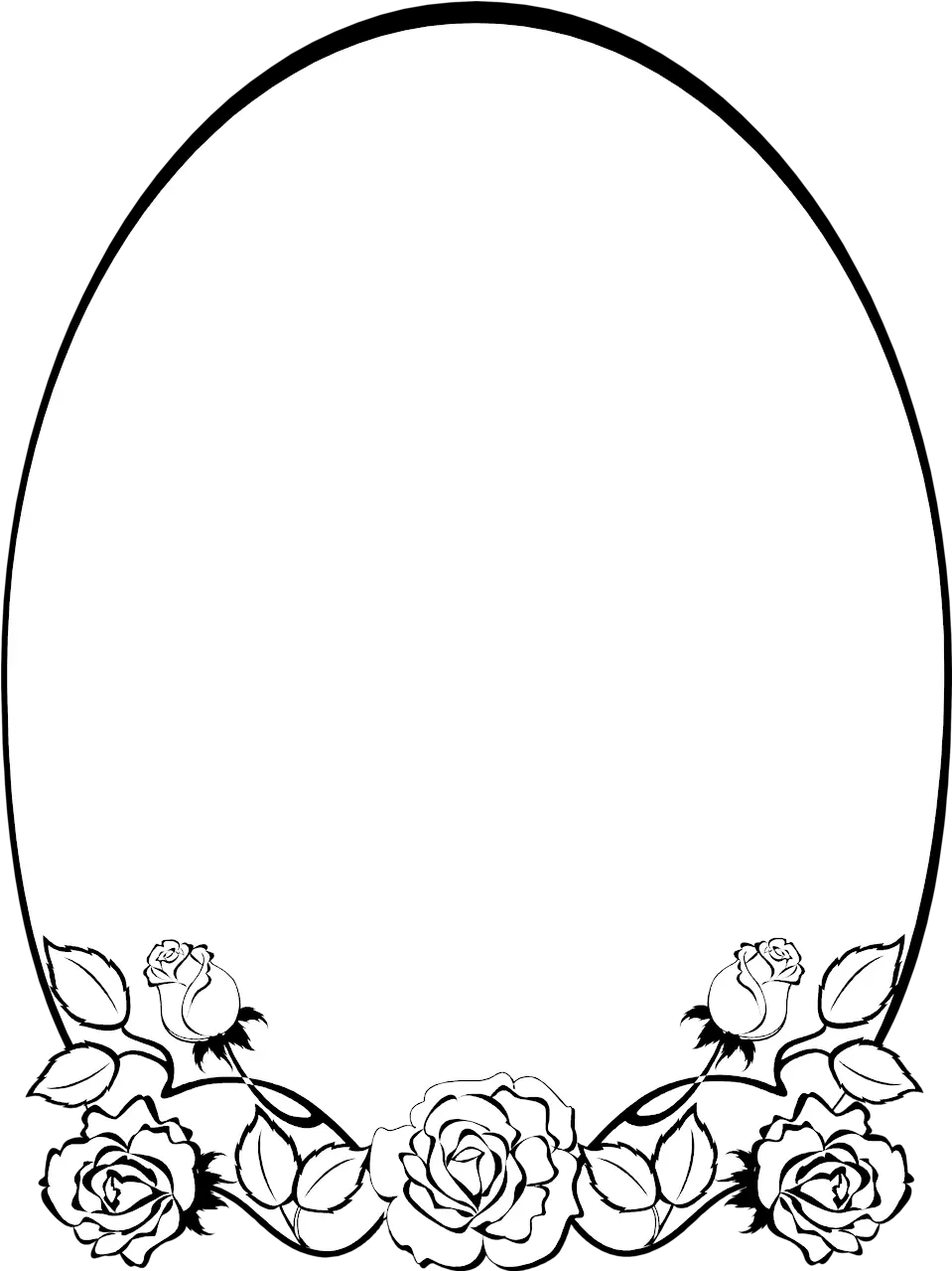  Flower Transparent Border Black And White Floral Boarder Clipart Black And White Png Oval Border Png