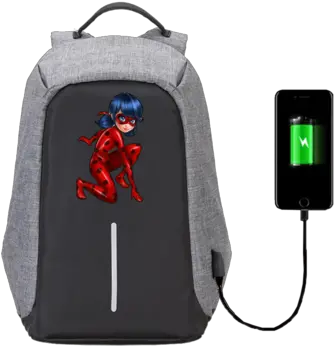  18 Miraculous Ladybug Usb Backpack School Bag Lopásbiztos Hátizsák Png Miraculous Ladybug Png