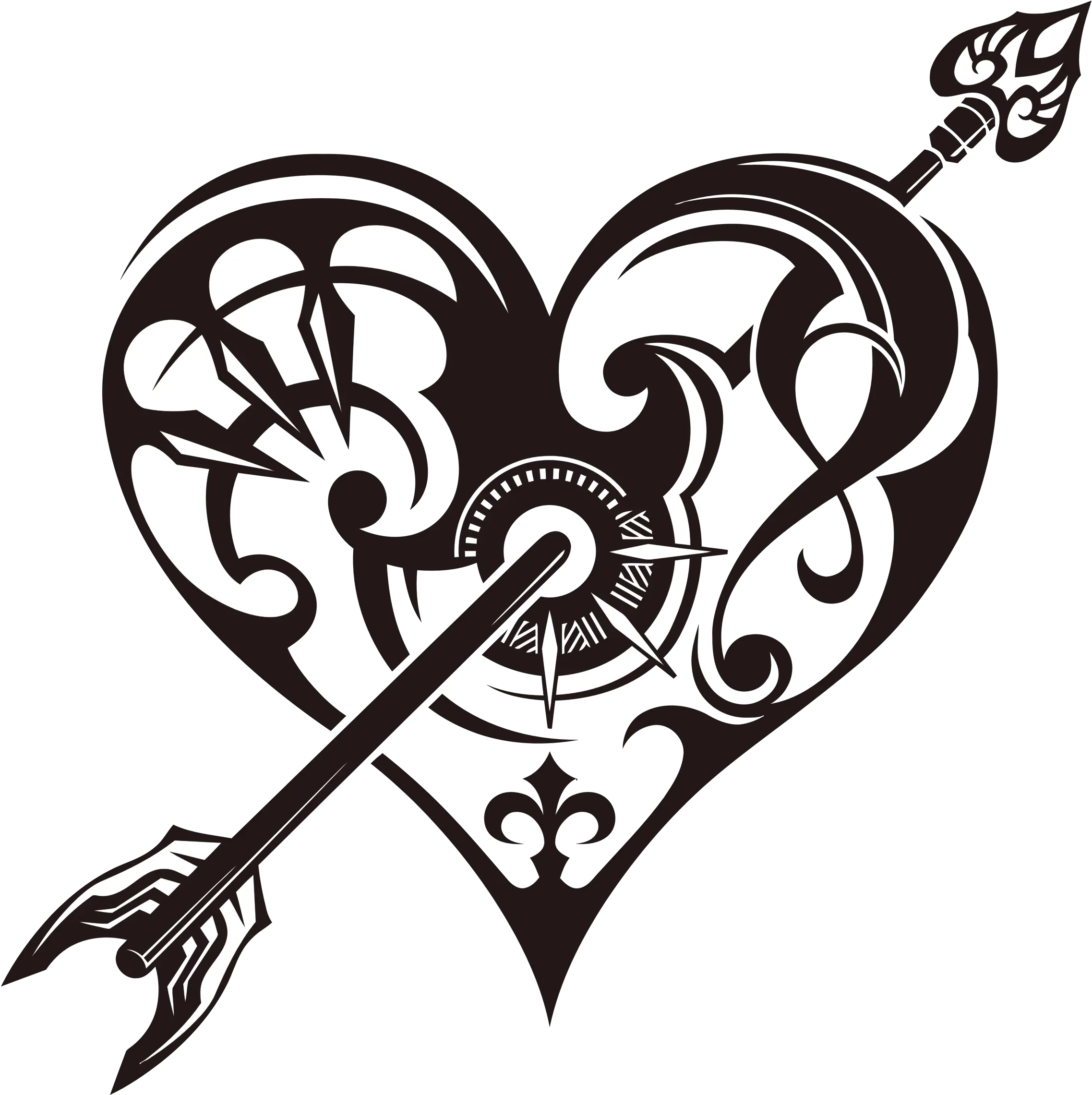  Tribal Heart Tattoo Designs Png Design