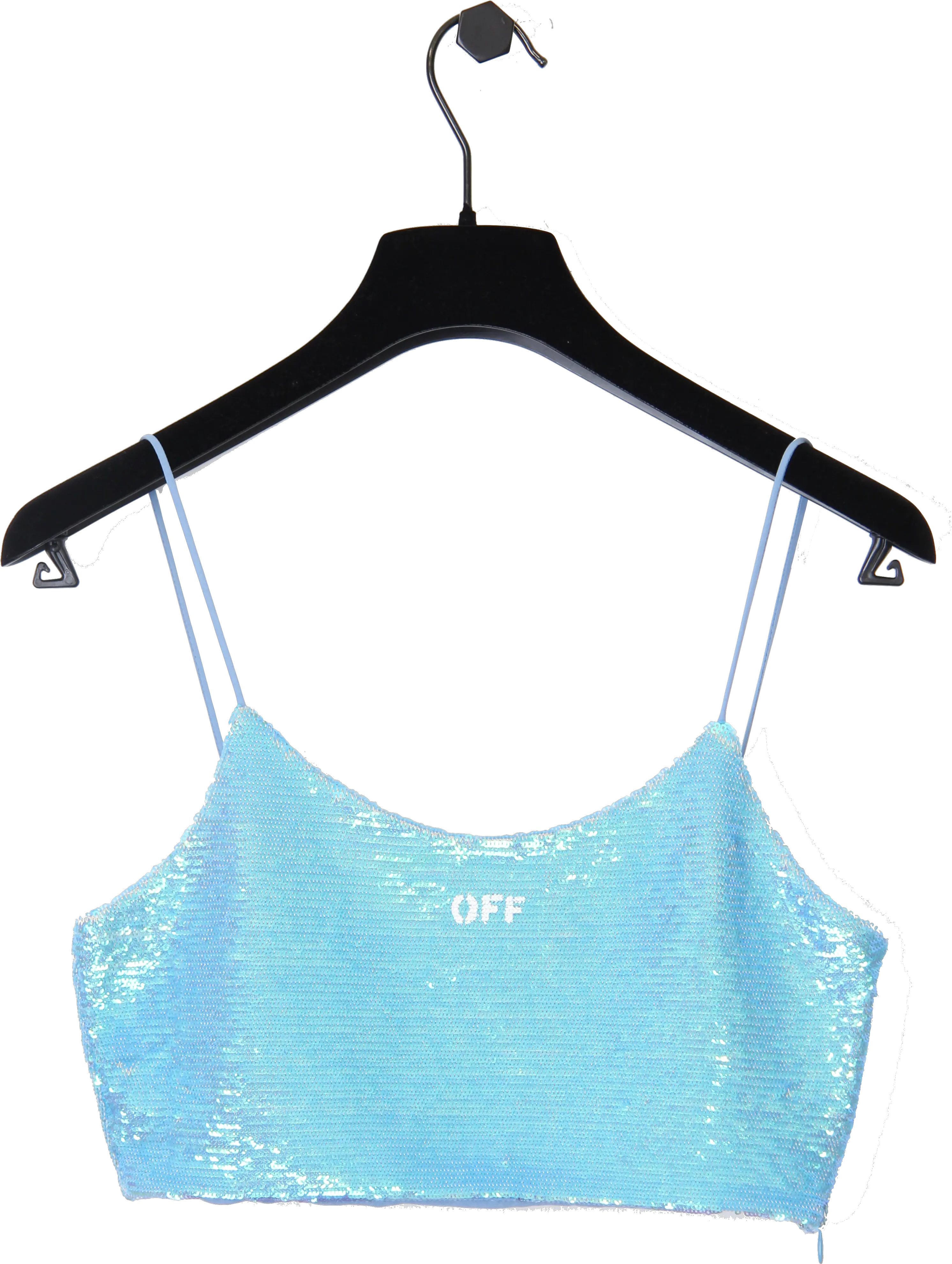  Off White Paillettes Logo Crop Top Light Blue Png Off White Logo Png