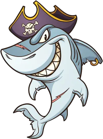  Printed Vinyl Pirate Shark Stickers Factory Pirate Shark Drawing Png Cartoon Shark Png