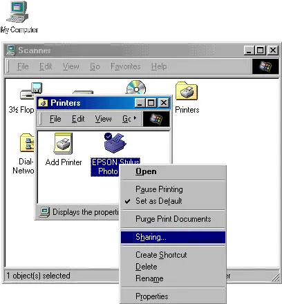 Andyu0027s Tech Page Windows 9x Printer Sharing Technology Applications Png Double Click Icon