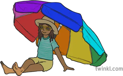  Child Under Beach Umbrella Illustration Happy Png Beach Umbrella Png