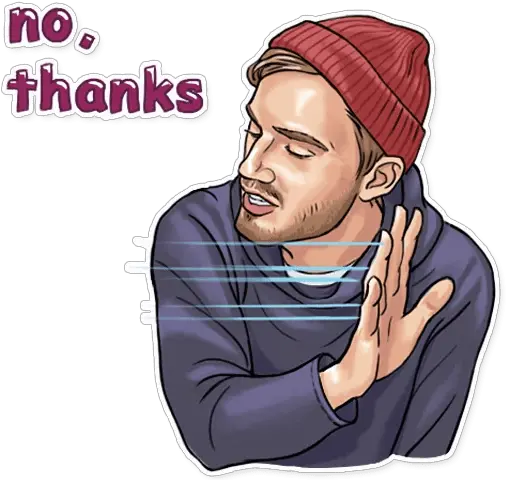  Pewdiepie No Thanks Sticker Sticker Mania No Thanks Sticker Png Pewdiepie Face Png