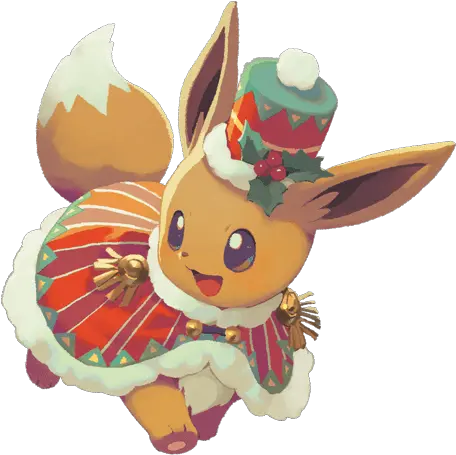  Eevee Dressed In Holiday Attire Cute Eevee Christmas Pokemon Png Eevee Transparent