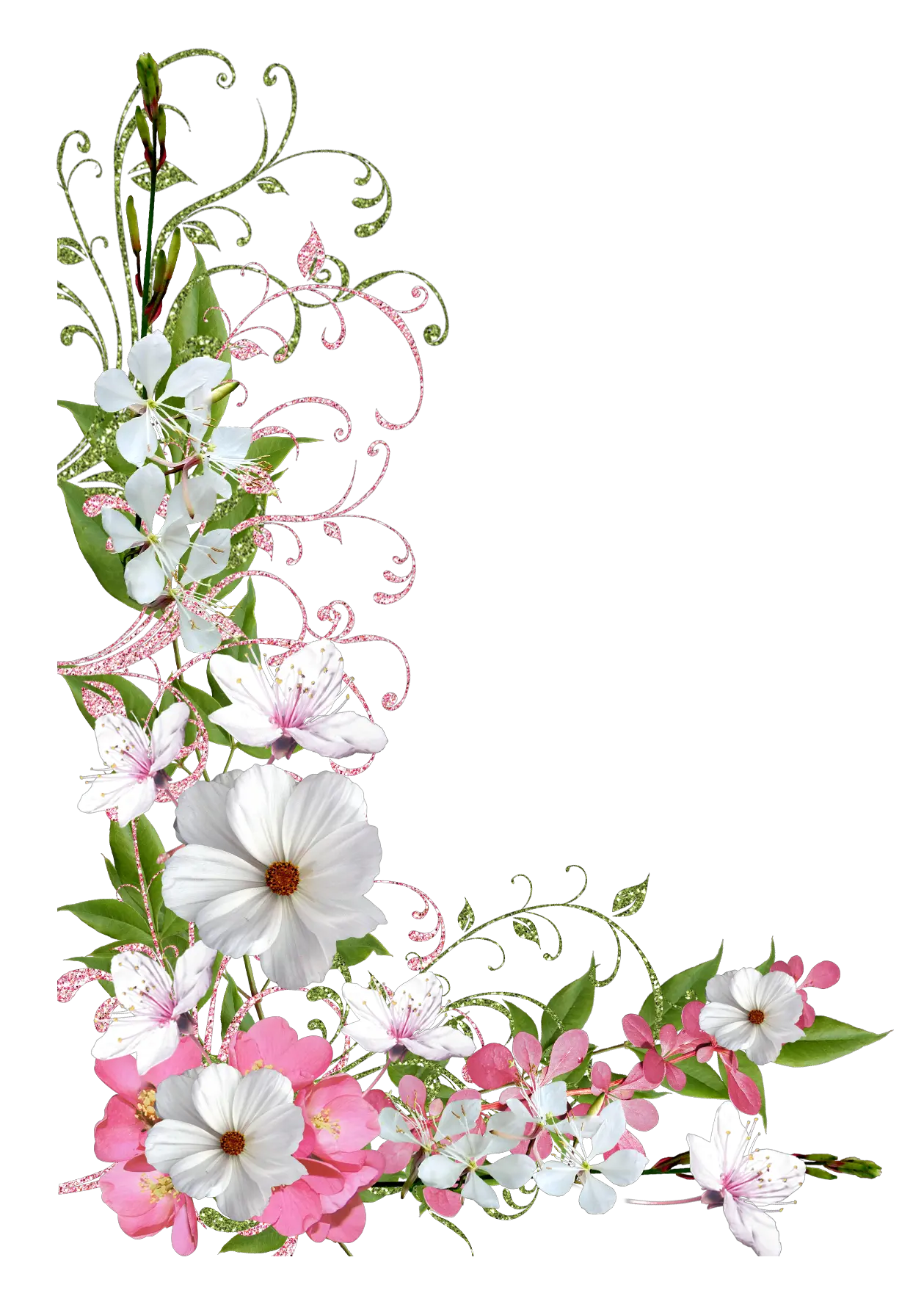  Spring Decor Png Picture Clipart Frame Pink Flower Border Decor Png