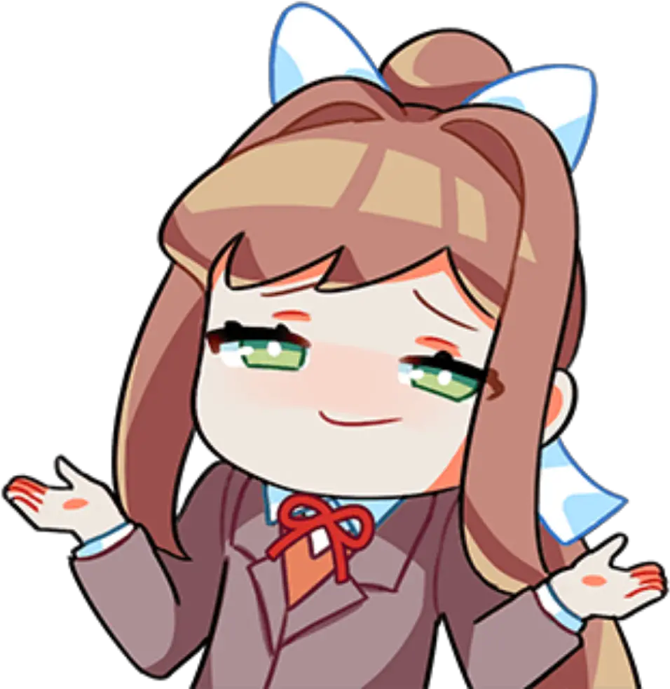  Monika Ddlc Sticker Line Literature Club Doki Doki Literature Club Discord Emoji Png Monika Transparent