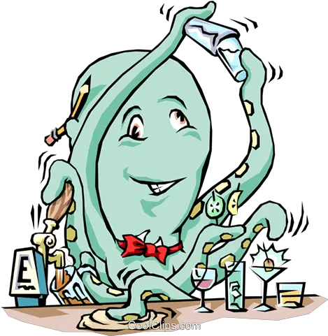  Octopus Bartender Royalty Free Vector Clip Art Illustration Clip Art Png Bartender Png