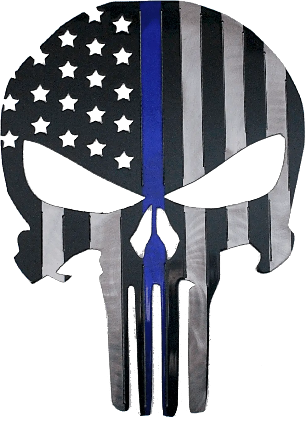  Punisher With Blue Line American Flag Metal Rebel And American Flag Punisher Skull Png Punisher Skull Transparent