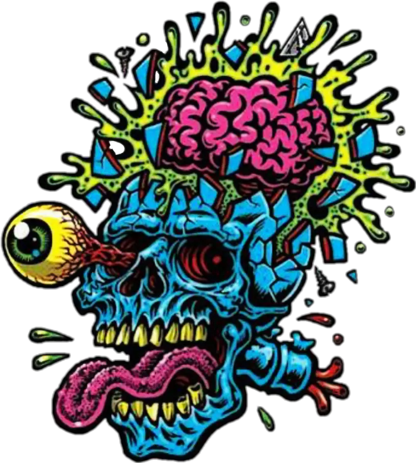  Skull Skulls Calavera Zombie Art Crazy Toxic Cool Stick Zombie Skull Art Png Calavera Png